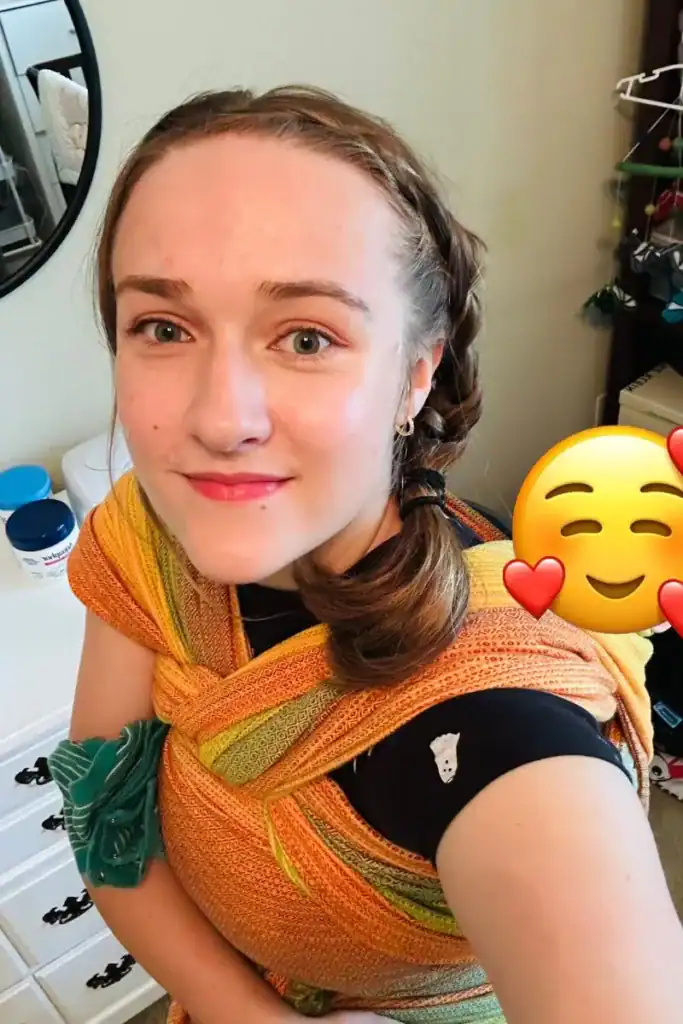 How To Glow-Up Postpartum: 5 Super Realistic Ways to Feel Like Yourself Again 4 woman babywearing to support her glow-up postpartum